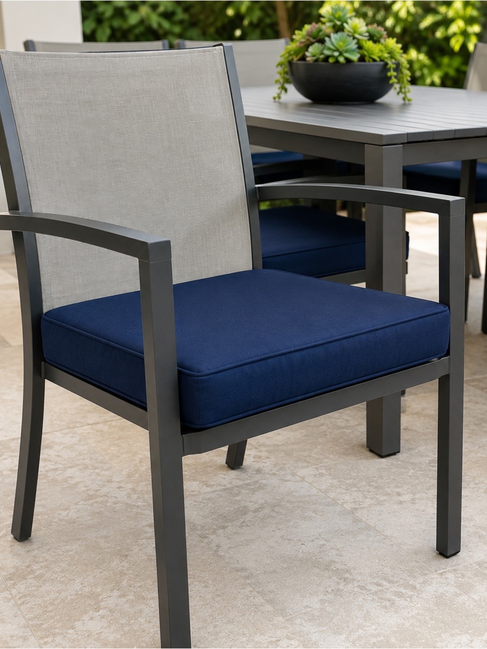 Sunbrella Navy Blue Square Seat Cushion Cover Replacement Covers (set of 8) NWT